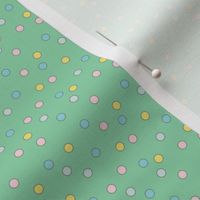 Tossed Pastel Dots in Blue, Mint, Pink, Yellow, Light Grey Blender Non Directional