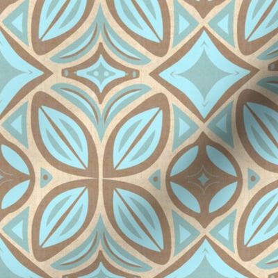 Abstract Bohemian Butterfly in Sky Blue Turquoise and Taupe