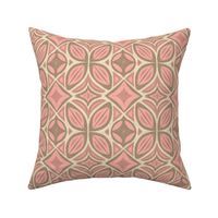 Abstract Bohemian Butterfly in Pink Coral and Taupe