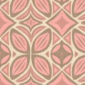 Abstract Bohemian Butterfly in Pink Coral and Taupe