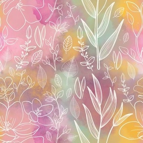 Watercolour floral line art 