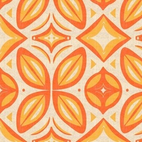 Abstract Bohemian Butterfly in Orange Yellow and Cream