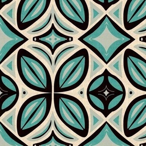 Abstract Bohemian Butterfly in Turquoise Gray and Black