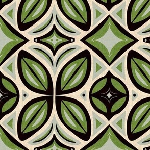 Abstract Bohemian Butterfly in Olive Green Gray and Black
