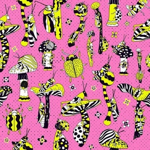 Trippy Bugs Pink And Yellow