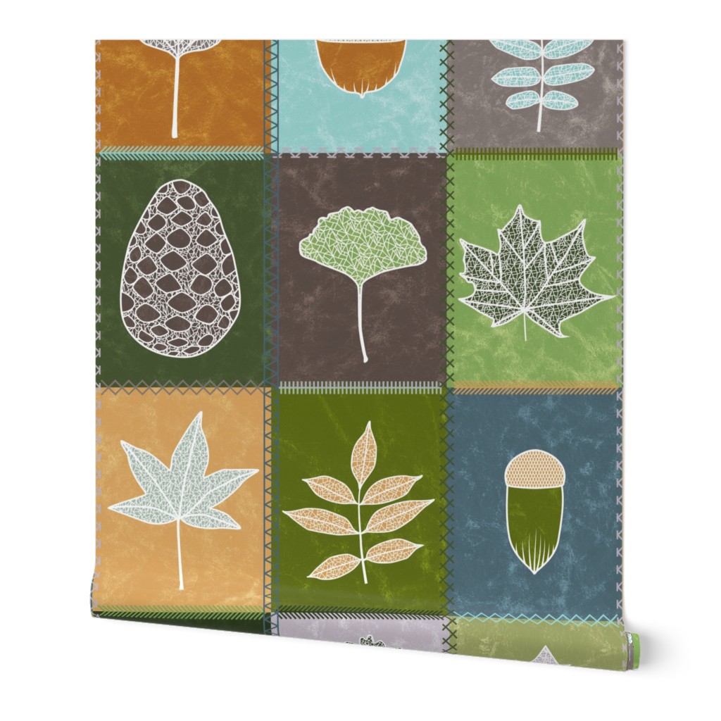 Forest Leaves Patchwork Quilt