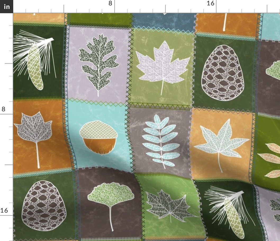 Forest Leaves Patchwork Quilt