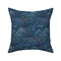 Line Art Mountains in Blues and Greens - small
