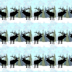 Elk in Frosty Forest
