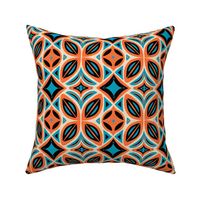 Abstract Bohemian Butterfly in Coral Blue and Black