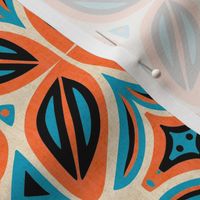 Abstract Bohemian Butterfly in Coral Blue and Black