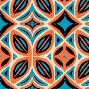 Abstract Bohemian Butterfly in Coral Blue and Black