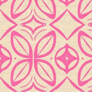 Abstract Bohemian Butterfly Barebones in Pink on Cream