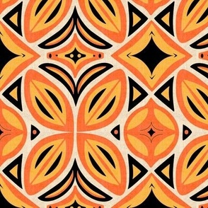 Abstract Bohemian Butterfly  in Peach Yellow and Black