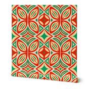 Abstract Bohemian Butterfly in Christmas Red and Green