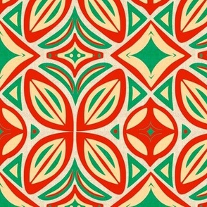 Abstract Bohemian Butterfly in Christmas Red and Green