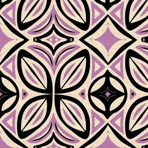 Abstract Bohemian Butterfly in Black and Lavender Purple