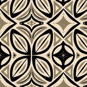 Abstract Bohemian Butterfly in Black and Taupe Gray