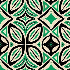 Abstract Bohemian Butterfly in Black and Green