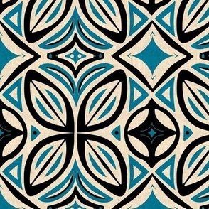 Abstract Bohemian Butterfly in Black and Blue