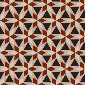 Geometric Stars in a Circle in Brown, Tan,  Rust and Black