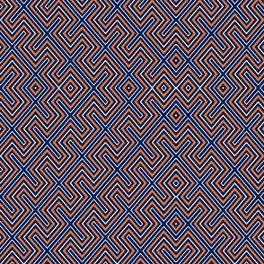 Geometric Zig Zag in Blue Orange and White