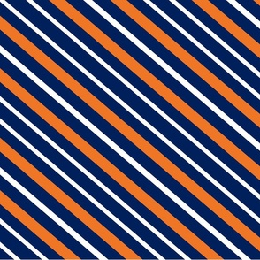 Diagonal 1 yard Blue White and Orange Stripes