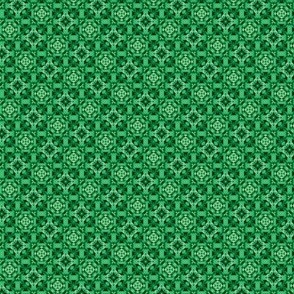 Small Scale Quilting in Green Geometric Repeat Clover Field