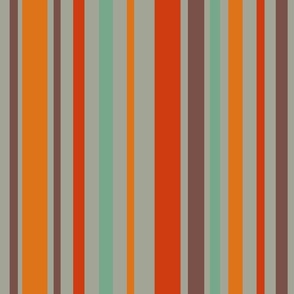 (M-L) Retro Stripes Thin and Wide Orange Green Brown