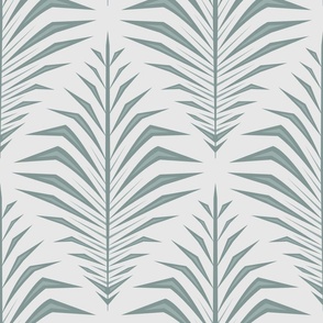 XL Geometric Palm Leaves Neutral Green Ivory 12in