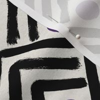 Inky brushstroke chevrons with royal purple dots - Japanese, Asian - medium