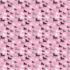Running horses one pink small scale