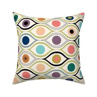 All eyes are on you - colorful repeating eyes on cream - bold abstract - large 