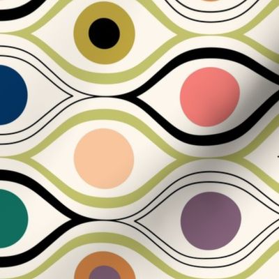 All eyes are on you - colorful repeating eyes on cream - bold abstract - large 