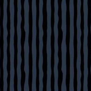 Deep Blue Black wonky stripe: coordinate to Nocturnal Raccoons, Small scale