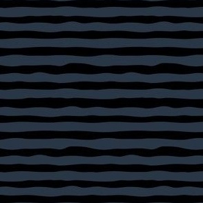 Deep Blue Black wonky horizontal stripe: coordinate to Nocturnal Raccoons Rotated, small scale