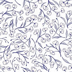 Navy and White Pea Blossoms (large scale)