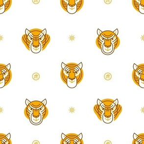 Heads of Tigers on a white background