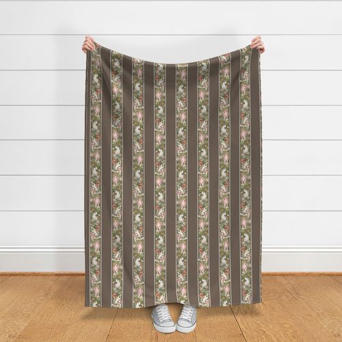 BARKCLOTH BIRD STRIPE - BARKCLOTH BIRDS COLLECTION (TAUPE)