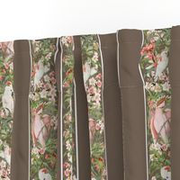 BARKCLOTH BIRD STRIPE - BARKCLOTH BIRDS COLLECTION (TAUPE)