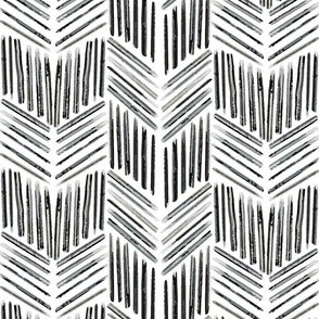 messy brushstroke  chevron - grungy black and white