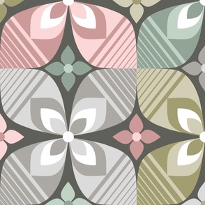 Retro floral geometric large