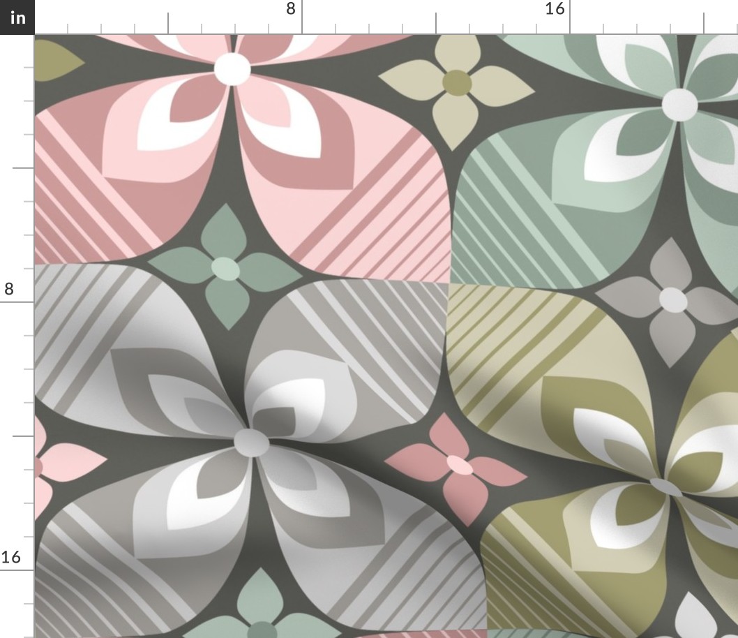 Retro floral geometric large