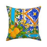 Summer ,Sicilian tiles ,citrus,majolica,lemons ,Mediterranean 