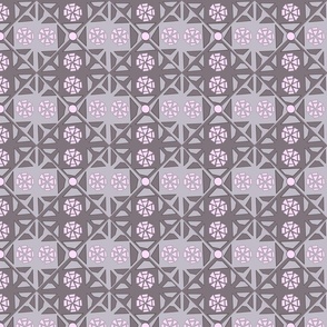Geometric Pink  Gray Floral Tiles