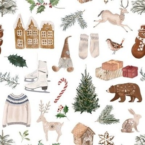 Nordic Christmas - Gingerbread, Scandinavian, Gnomes, Winter