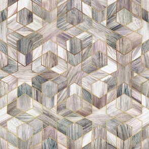 Pastel Lime Washed Wooden Moroccan Geometric Mosaic - small