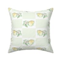 Watercolor Sulphur Butterfly Checkerboard on Green