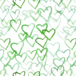 Shamrock green love vibes - watercolor hearts for saint valentines - romantic cute heart a519-3