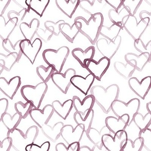 love vibes in wine shades - watercolor hearts for saint valentines - romantic cute heart a519-14
